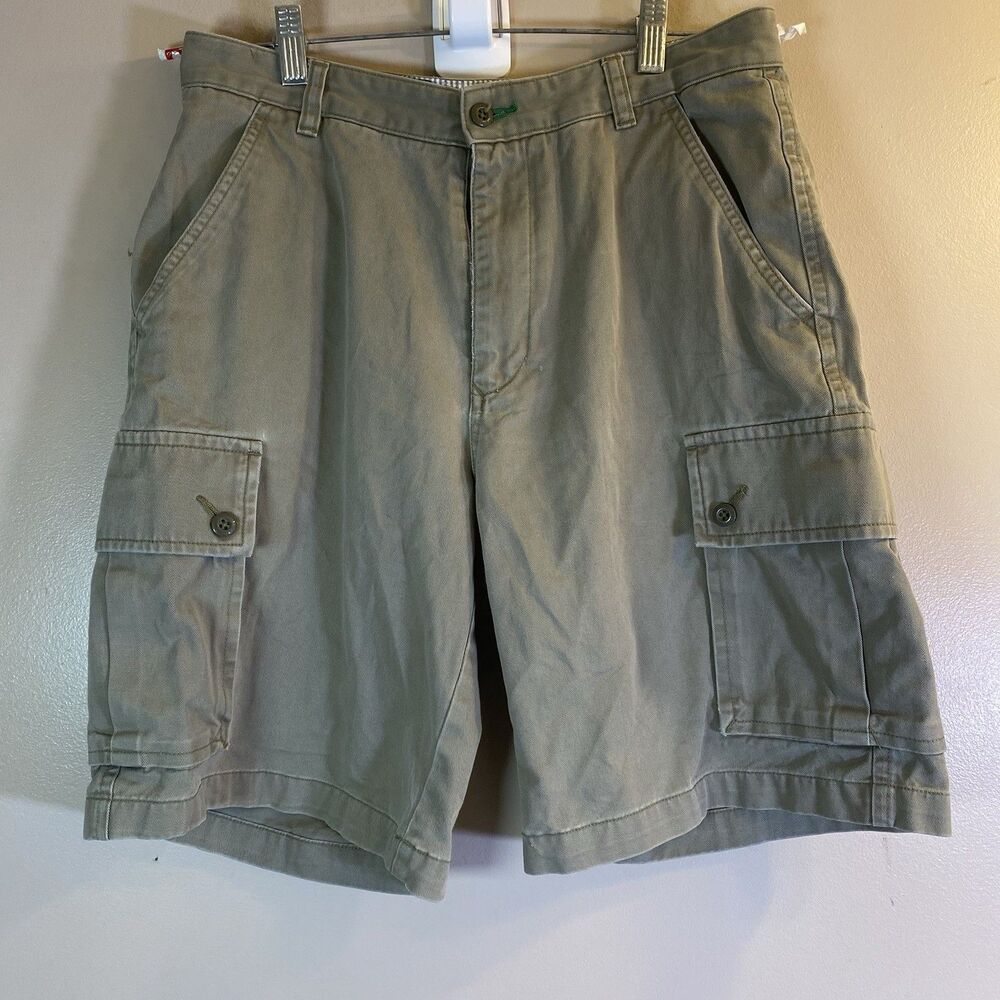 Tommy Hilfiger Cargo Shorts Men 30 Green Khaki Cotton 9" Inseam